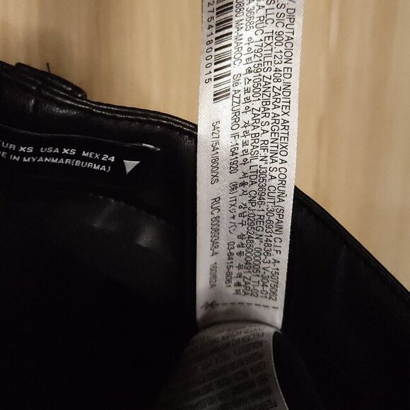 Zara Black Faux Leather Moto Pants Padded Knees XS - Picture 8 of 8